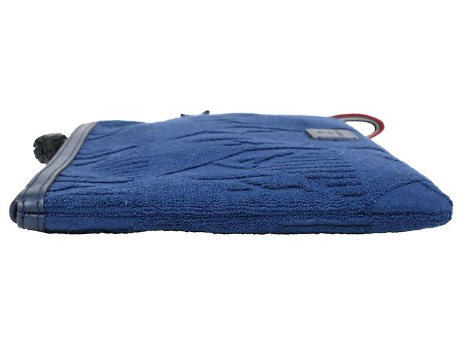 Pochette in cotone blu con logo impresso Anya Hindmarch - vista 4