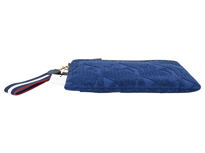Pochette in cotone blu con logo impresso Anya Hindmarch - vista 5