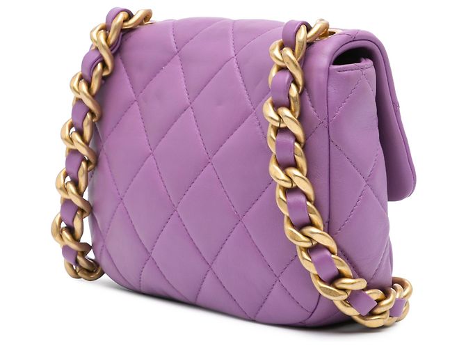 Chanel Mini Borsa in Pelle di Agnello Viola con Catena Candy Porpora - vista 2