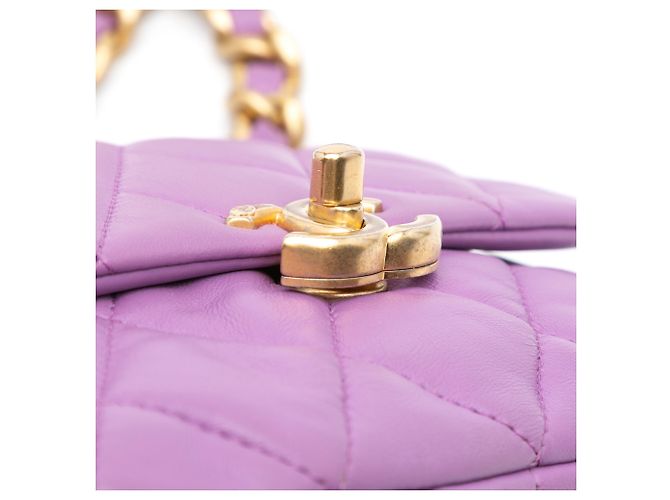 Chanel Mini Borsa in Pelle di Agnello Viola con Catena Candy Porpora - vista 7