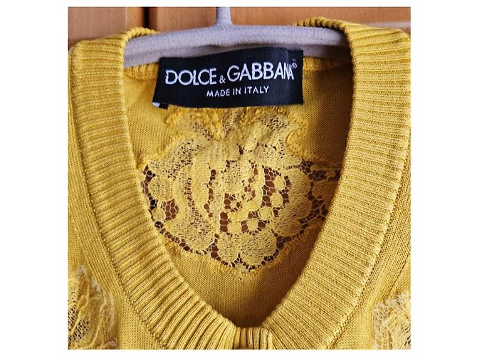 Top Dolce & Gabbana de seda y cachemira amarillo - vista 3