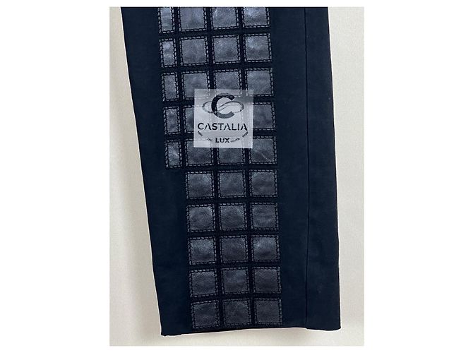 Chanel Pantalones de Detalle de Cuero Mosaico de Runway de 3$ Negro - vista 10