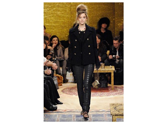 Chanel Pantalones de Detalle de Cuero Mosaico de Runway de 3$ Negro - vista 2