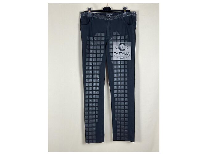 Chanel Pantalones de Detalle de Cuero Mosaico de Runway de 3$ Negro - vista 4