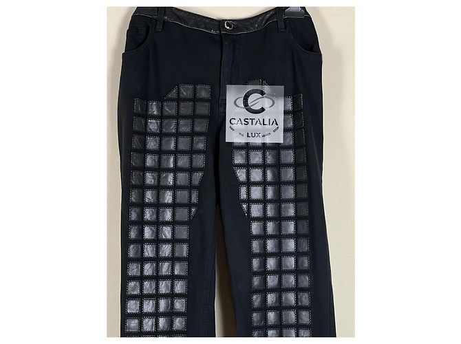 Chanel Pantalones de Detalle de Cuero Mosaico de Runway de 3$ Negro - vista 5