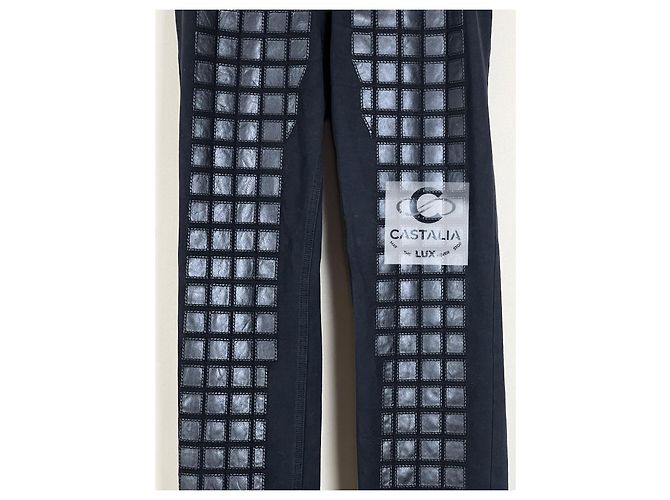 Chanel Pantalones de Detalle de Cuero Mosaico de Runway de 3$ Negro - vista 7