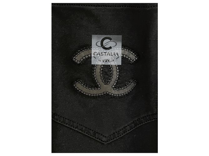 Chanel Pantalones de Detalle de Cuero Mosaico de Runway de 3$ Negro - vista 8