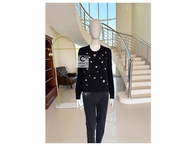 Chanel Neuer Glücksbringer Pullover Margot Robbie Größe 38 FR Schwarz - Ansicht 12