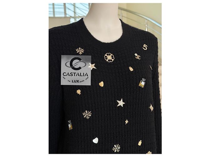 Chanel Neuer Glücksbringer Pullover Margot Robbie Größe 38 FR Schwarz - Ansicht 3