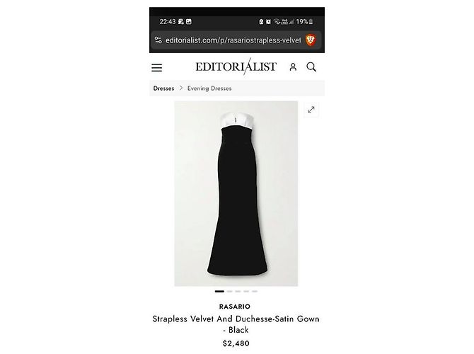 Autre Marque Trägerloses Maxikleid aus Samt und Satin schwarz - Ansicht 2