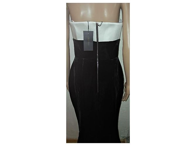 Autre Marque Trägerloses Maxikleid aus Samt und Satin schwarz - Ansicht 3