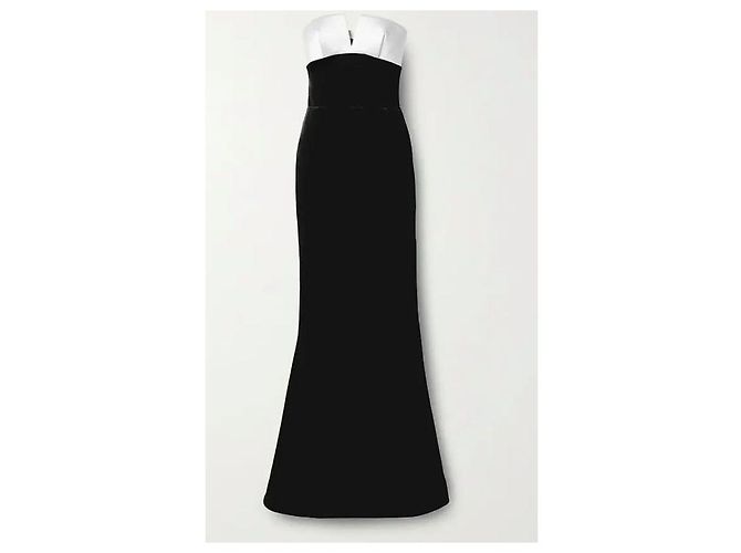 Autre Marque Trägerloses Maxikleid aus Samt und Satin schwarz - Ansicht 5