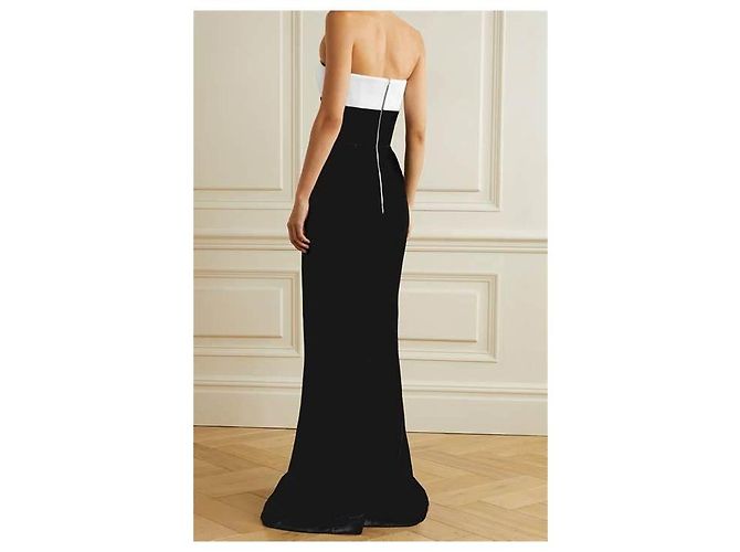 Autre Marque Trägerloses Maxikleid aus Samt und Satin schwarz - Ansicht 6