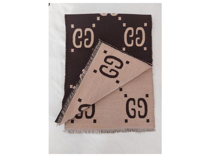 Sciarpa Gucci Monogramma GG Marrone Nero - vista 2