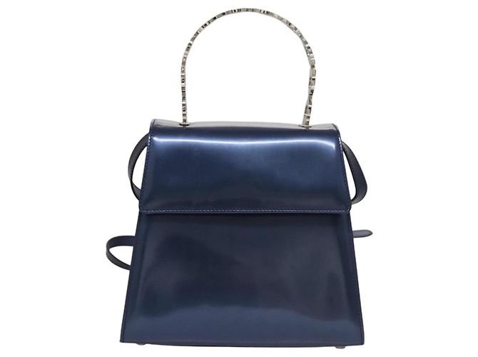 Borsa a mano Salvatore Ferragamo Smalto 2 vie Blu Auth BD197 - vista 13