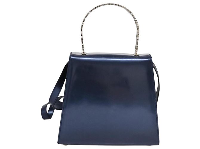 Borsa a mano Salvatore Ferragamo Smalto 2 vie Blu Auth BD197 - vista 2
