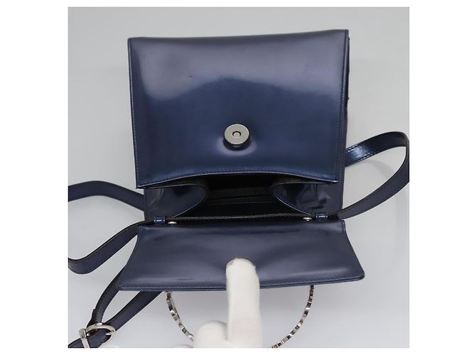 Borsa a mano Salvatore Ferragamo Smalto 2 vie Blu Auth BD197 - vista 21