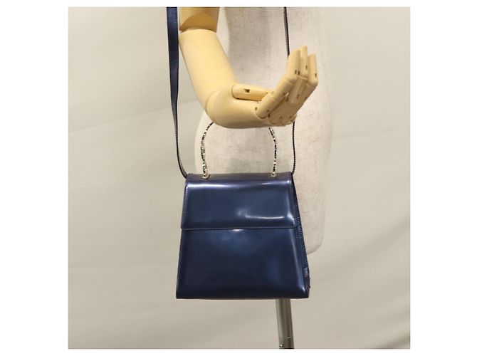 Borsa a mano Salvatore Ferragamo Smalto 2 vie Blu Auth BD197 - vista 26