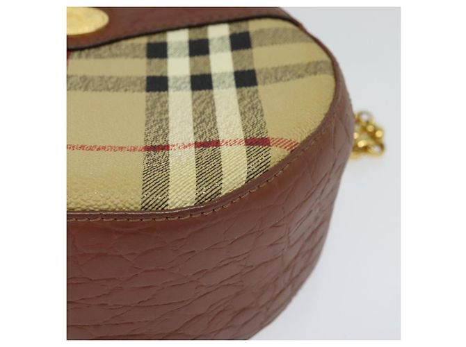 Autre Marque Borsa a spalla con catena Nova Check di Burberrys in pelle PVC marrone beige Auth BA241 - vista 14