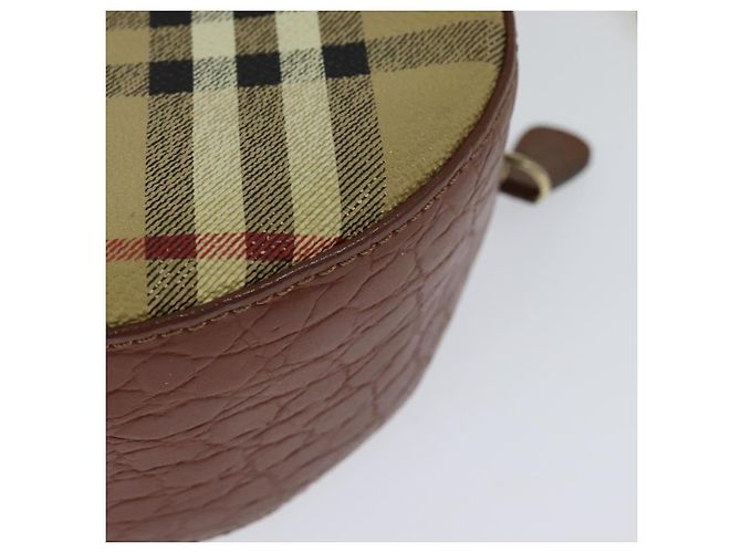Autre Marque Borsa a spalla con catena Nova Check di Burberrys in pelle PVC marrone beige Auth BA241 - vista 16