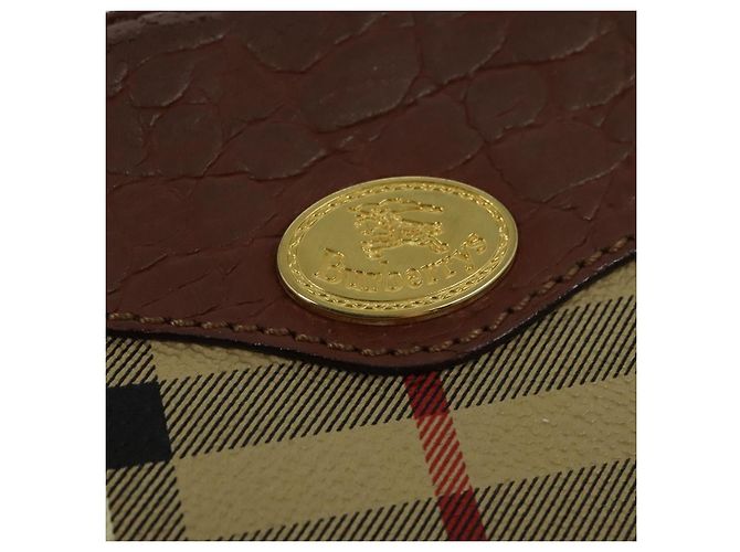 Autre Marque Borsa a spalla con catena Nova Check di Burberrys in pelle PVC marrone beige Auth BA241 - vista 17