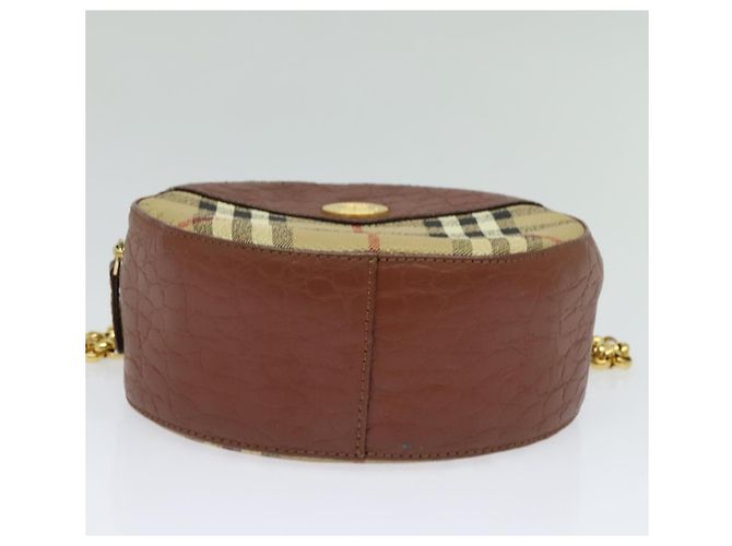 Autre Marque Borsa a spalla con catena Nova Check di Burberrys in pelle PVC marrone beige Auth BA241 - vista 5
