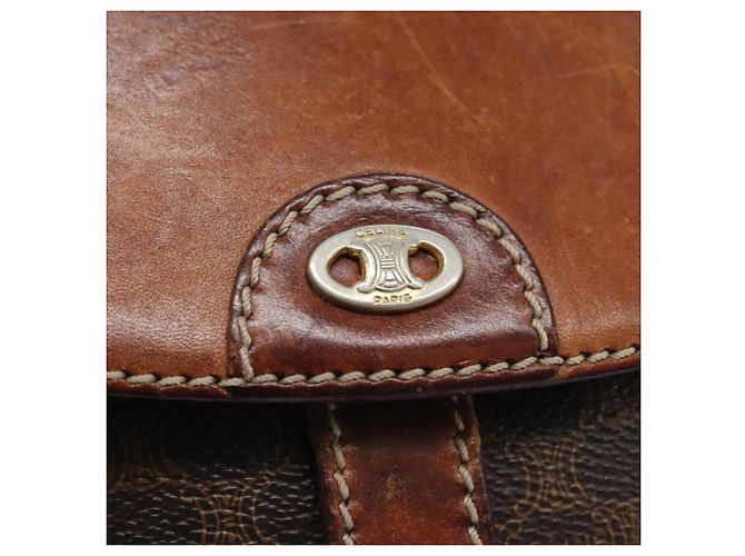 Céline Borsa a spalla in tela Macadam CELINE in pelle PVC marrone Auth BD216 - vista 10
