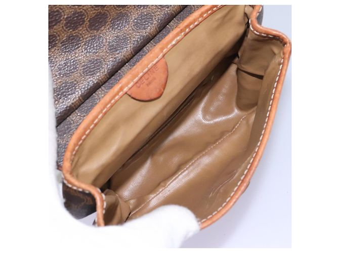 Céline Borsa a spalla in tela Macadam CELINE in pelle PVC marrone Auth BD216 - vista 11