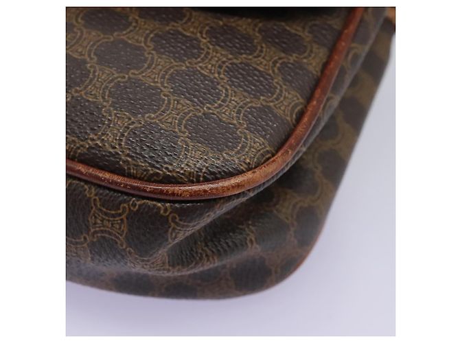 Céline Borsa a spalla in tela Macadam CELINE in pelle PVC marrone Auth BD216 - vista 14