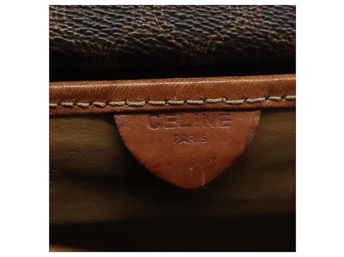 Céline Borsa a spalla in tela Macadam CELINE in pelle PVC marrone Auth BD216 - vista 17