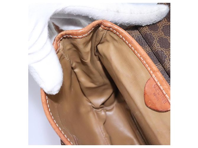 Céline Borsa a spalla in tela Macadam CELINE in pelle PVC marrone Auth BD216 - vista 19