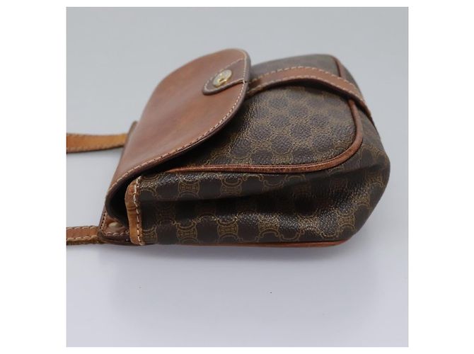 Céline Borsa a spalla in tela Macadam CELINE in pelle PVC marrone Auth BD216 - vista 3