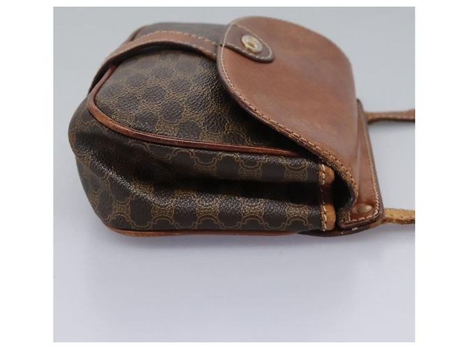 Céline Borsa a spalla in tela Macadam CELINE in pelle PVC marrone Auth BD216 - vista 4