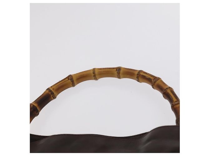 Borsa a mano in pelle GUCCI Bamboo 2 vie marrone oro 001 1705 1638 Auth th5638 D'oro - vista 14