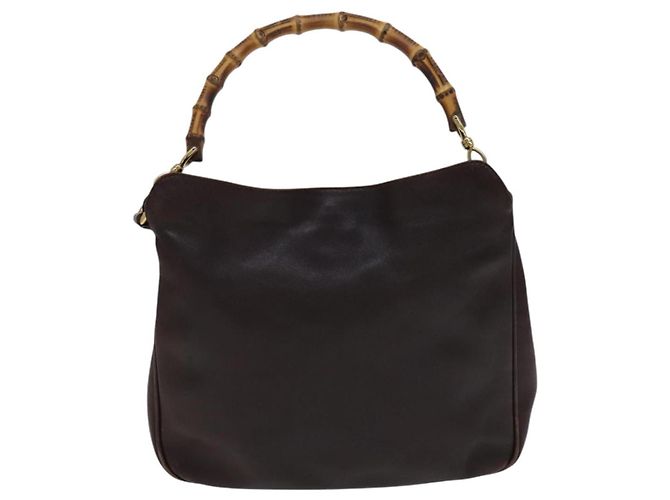 Borsa a mano in pelle GUCCI Bamboo 2 vie marrone oro 001 1705 1638 Auth th5638 D'oro - vista 2