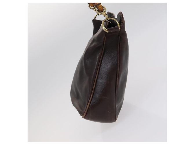 Borsa a mano in pelle GUCCI Bamboo 2 vie marrone oro 001 1705 1638 Auth th5638 D'oro - vista 3