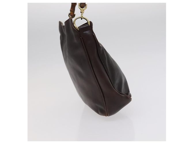 Borsa a mano in pelle GUCCI Bamboo 2 vie marrone oro 001 1705 1638 Auth th5638 D'oro - vista 4
