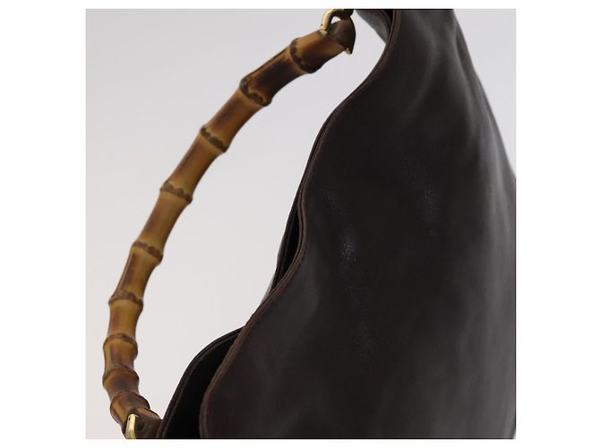 Borsa a mano in pelle GUCCI Bamboo 2 vie marrone oro 001 1705 1638 Auth th5638 D'oro - vista 6