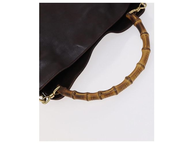 Borsa a mano in pelle GUCCI Bamboo 2 vie marrone oro 001 1705 1638 Auth th5638 D'oro - vista 7