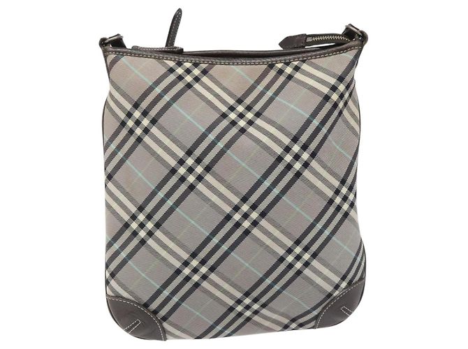 Borsa a spalla Burberry Nova Check Blue Label in nylon grigio Auth 114736 Marrone - vista 13