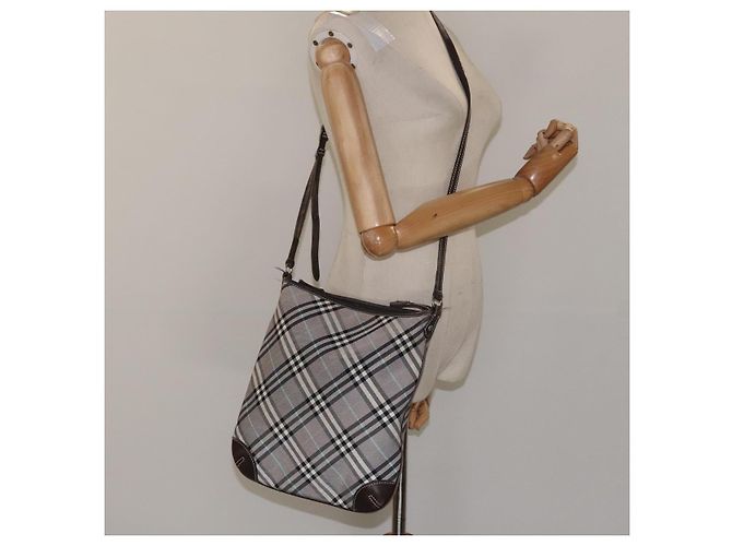 Borsa a spalla Burberry Nova Check Blue Label in nylon grigio Auth 114736 Marrone - vista 21