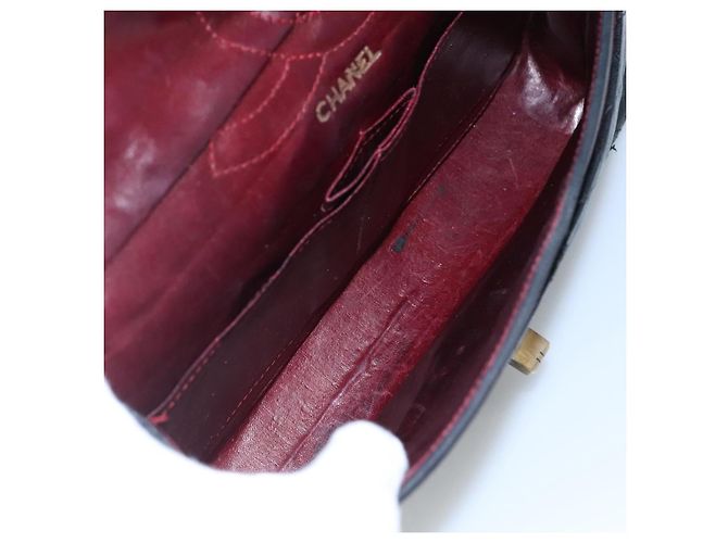 CHANEL Matelassé 25.5 Borsa a Doppio Faldone Catena Pelle di Agnello Nera Oro CC Auth PP249 Nero D'oro - vista 11