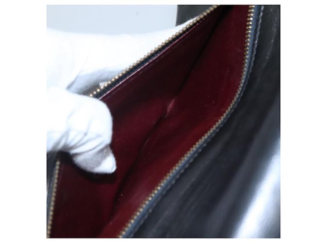 CHANEL Matelassé 25.5 Borsa a Doppio Faldone Catena Pelle di Agnello Nera Oro CC Auth PP249 Nero D'oro - vista 12