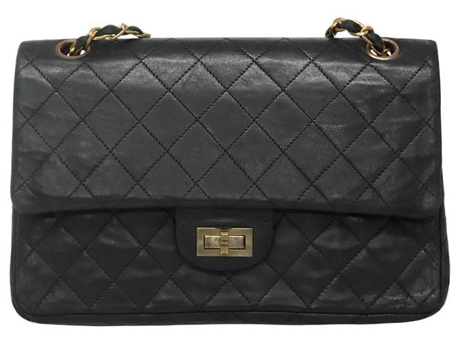 CHANEL Matelassé 25.5 Borsa a Doppio Faldone Catena Pelle di Agnello Nera Oro CC Auth PP249 Nero D'oro - vista 13