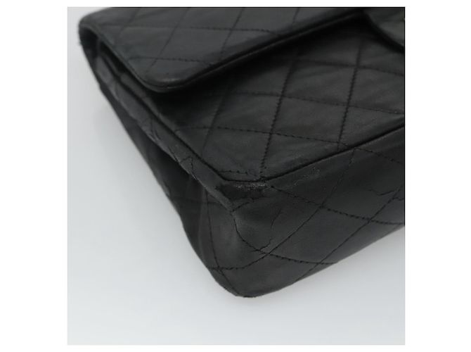 CHANEL Matelassé 25.5 Borsa a Doppio Faldone Catena Pelle di Agnello Nera Oro CC Auth PP249 Nero D'oro - vista 14