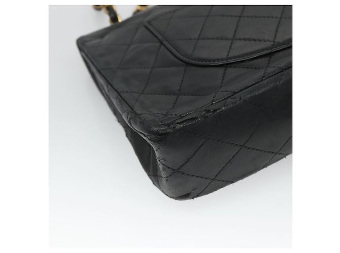 CHANEL Matelassé 25.5 Borsa a Doppio Faldone Catena Pelle di Agnello Nera Oro CC Auth PP249 Nero D'oro - vista 16