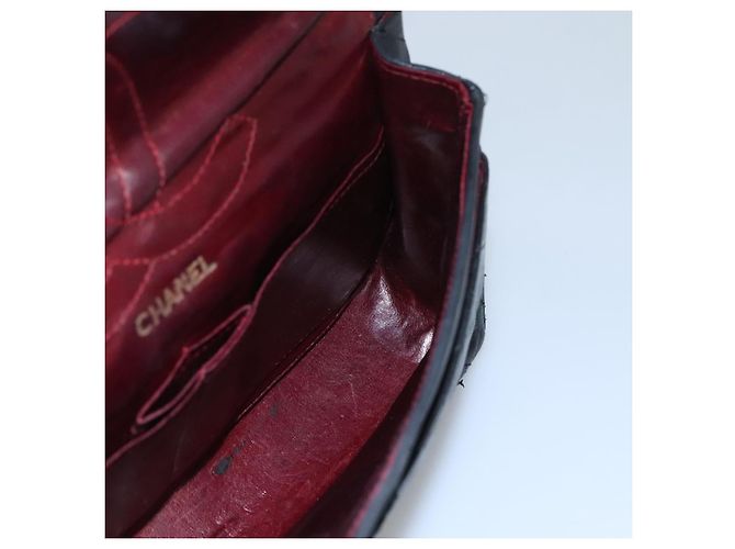 CHANEL Matelassé 25.5 Borsa a Doppio Faldone Catena Pelle di Agnello Nera Oro CC Auth PP249 Nero D'oro - vista 17