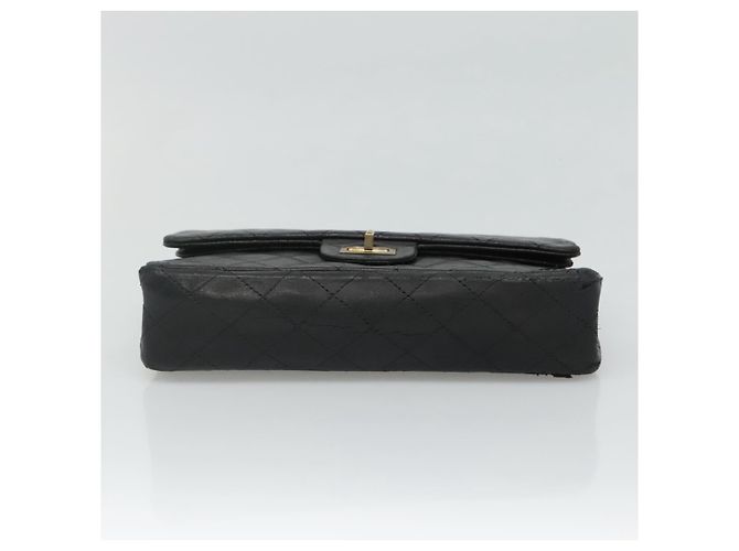CHANEL Matelassé 25.5 Borsa a Doppio Faldone Catena Pelle di Agnello Nera Oro CC Auth PP249 Nero D'oro - vista 5