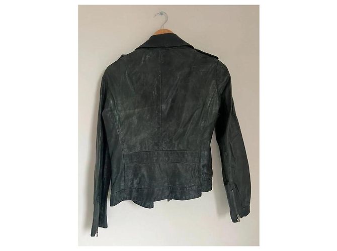Dolce & Gabbana Bikerjacke aus Lammleder Dunkelgrün - Ansicht 3