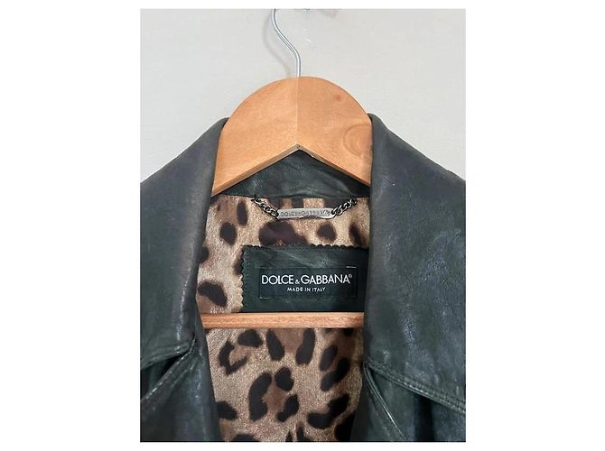 Dolce & Gabbana Bikerjacke aus Lammleder Dunkelgrün - Ansicht 4